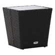 vidaXL Poly Rattan with Tempered Glass Tea Table in Black