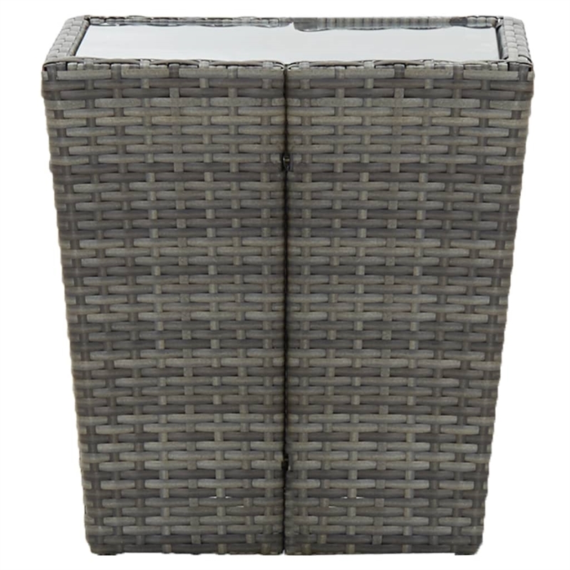 vidaXL PE Rattan with Steel Tea Table in Gray and Transparent