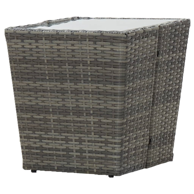 vidaXL PE Rattan with Steel Tea Table in Gray and Transparent