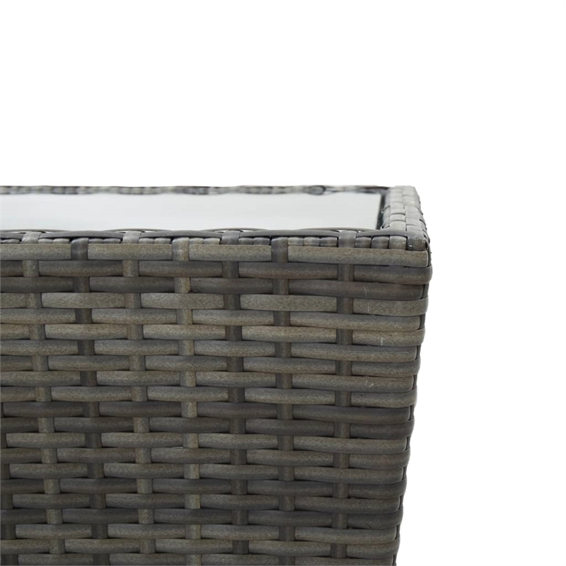 vidaXL PE Rattan with Steel Tea Table in Gray and Transparent