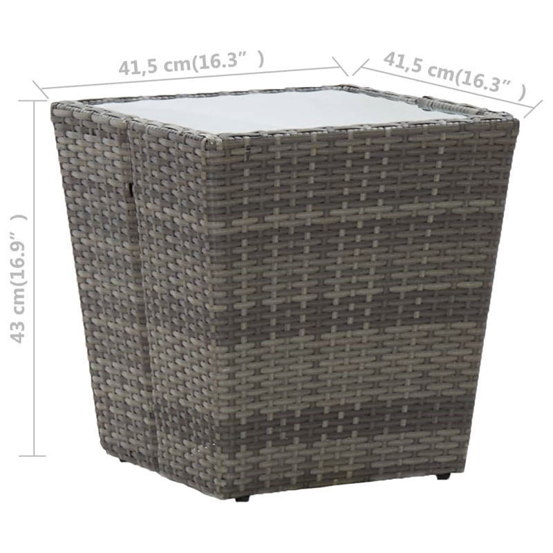 vidaXL PE Rattan with Steel Tea Table in Gray and Transparent
