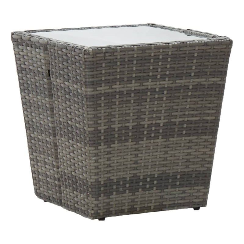 vidaXL PE Rattan with Steel Tea Table in Gray and Transparent