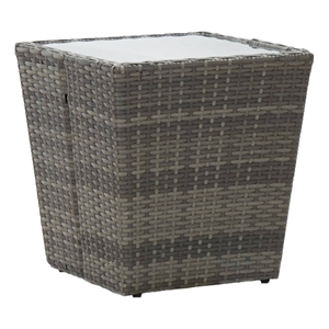 vidaXL PE Rattan with Steel Tea Table in Gray and Transparent