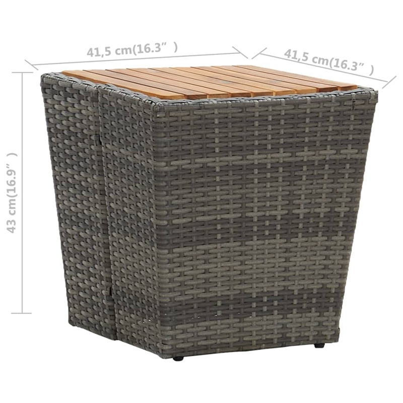 vidaXL PE Rattan Tea Table in Gray and Natural/Brown