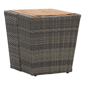 vidaXL PE Rattan Tea Table in Gray and Natural/Brown