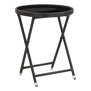 vidaXL PE Rattan Tea Table in Black