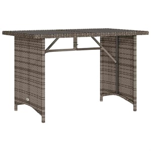 vidaXL PE Rattan and Tempered Glass Garden Dining Table in Gray