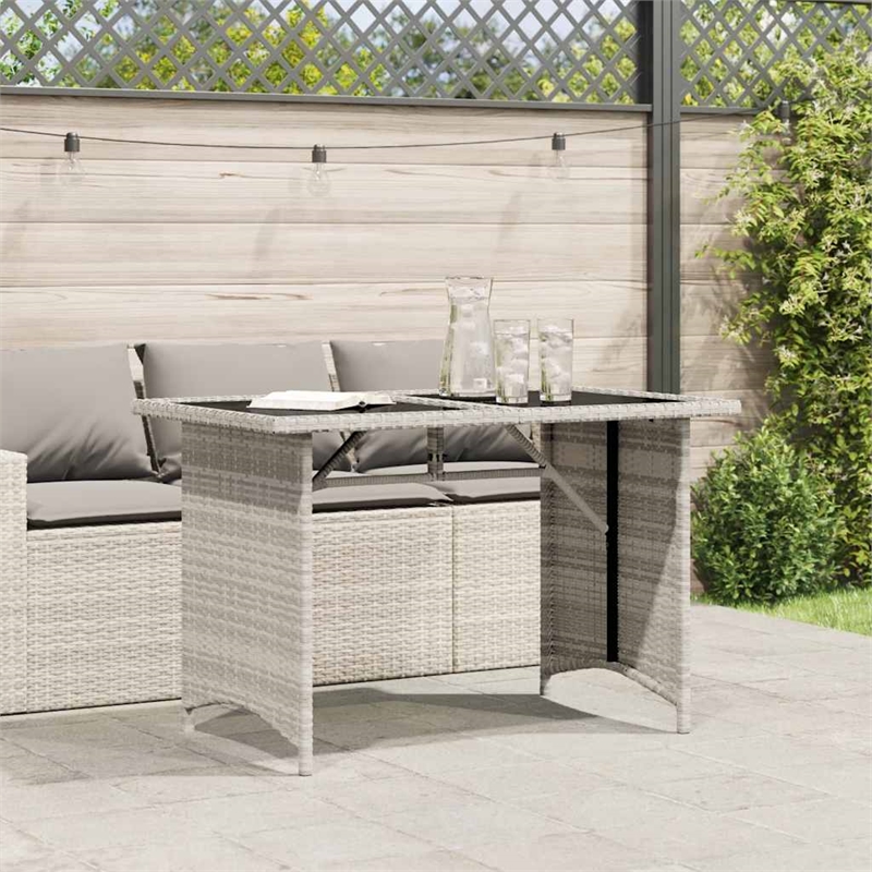 vidaXL PE Rattan Garden Dining Table in Light Gray