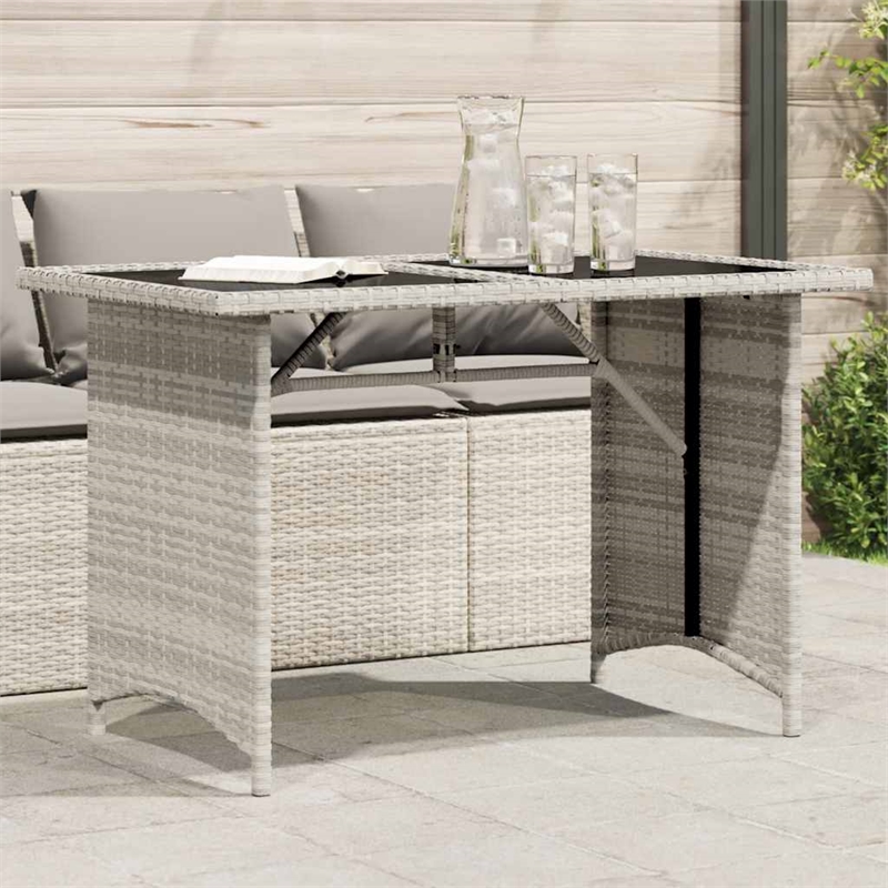 vidaXL PE Rattan Garden Dining Table in Light Gray