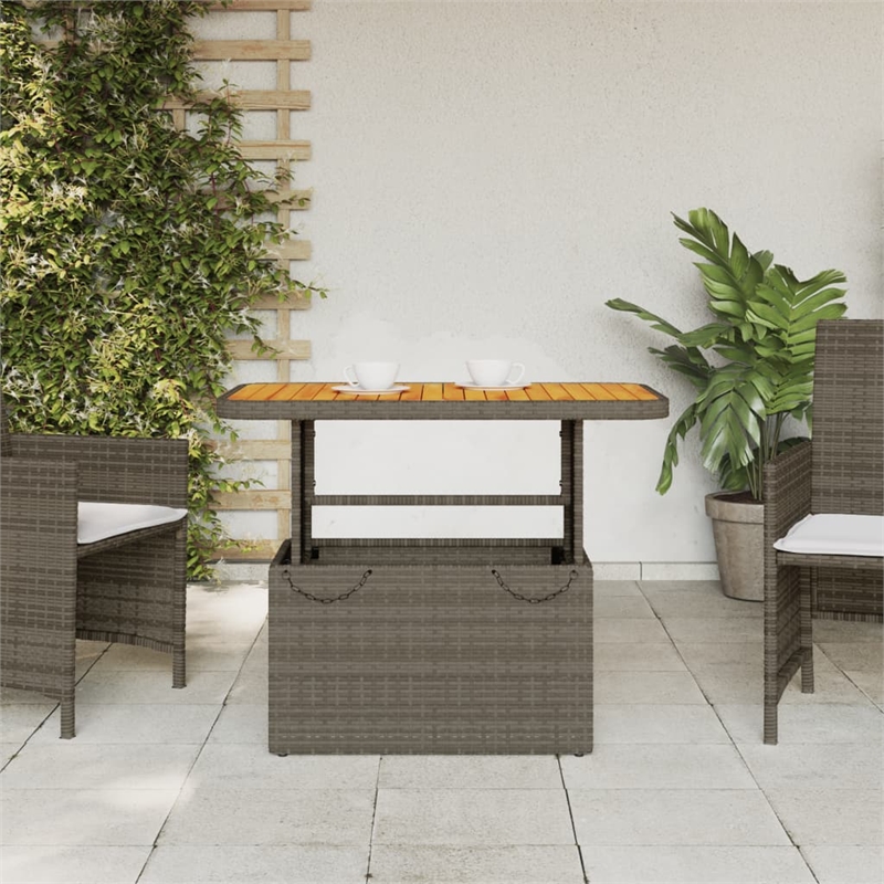 vidaXL Garden Dining Table in Gray/Brown