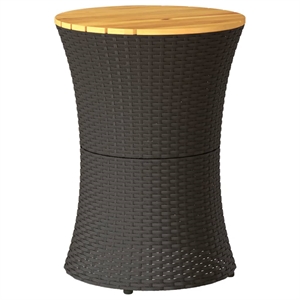 vidaXL PE Rattan Garden Side Table in Black