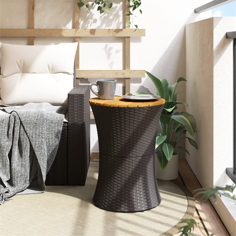 vidaXL PE Rattan Garden Side Table in Black