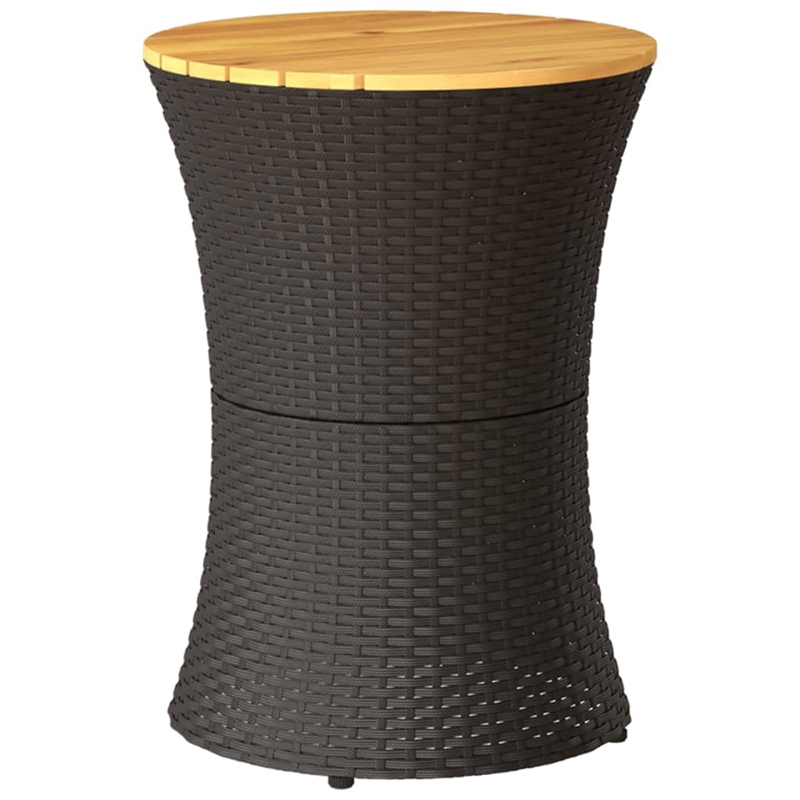 vidaXL PE Rattan Garden Side Table in Black