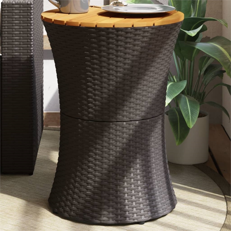 vidaXL PE Rattan Garden Side Table in Black