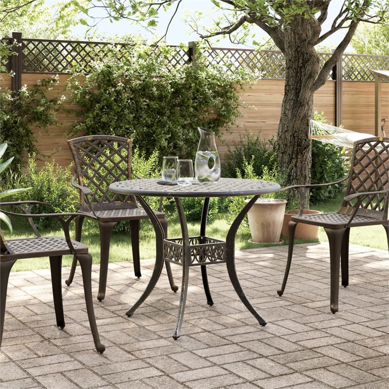 vidaXL Cast Aluminum Medium Garden Dining Table in Bronze