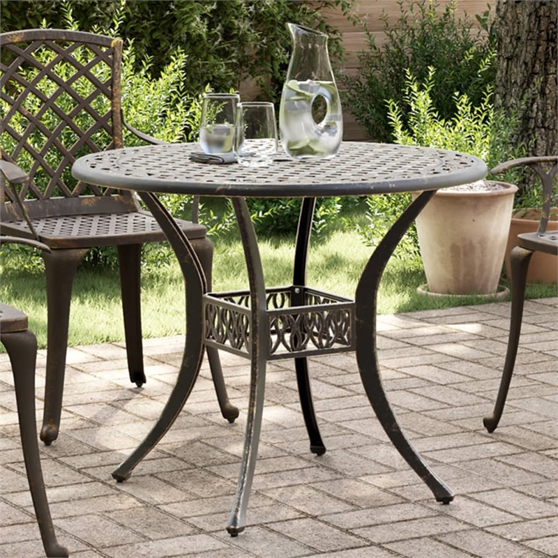 vidaXL Cast Aluminum Medium Garden Dining Table in Bronze