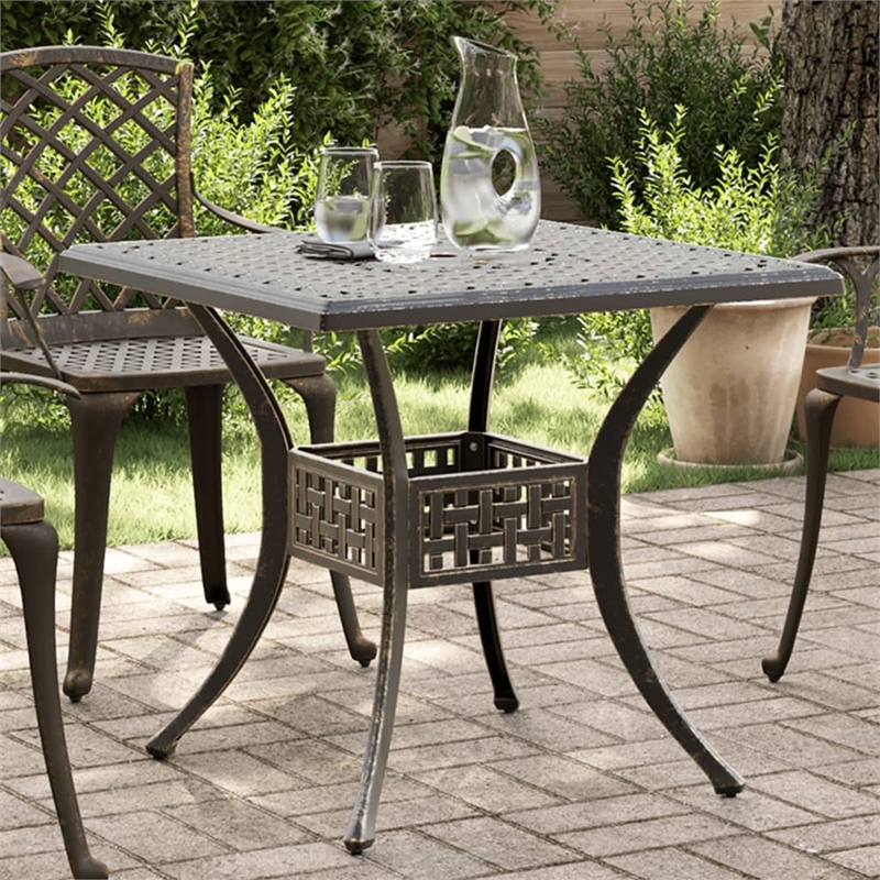 vidaXL Cast Aluminum Garden Dining Table in Bronze