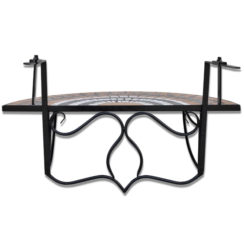 vidaXL Iron Medium Foldable Garden Table in Terracotta/White/Black