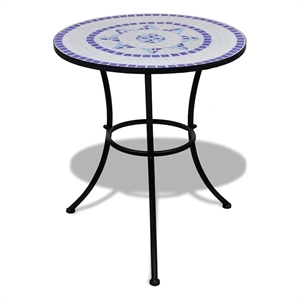 vidaXL 23.6&quot Iron Frame Table in Blue and White