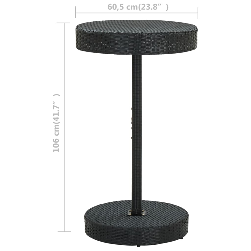 vidaXL PE Rattan Counter Height Garden Table in Black