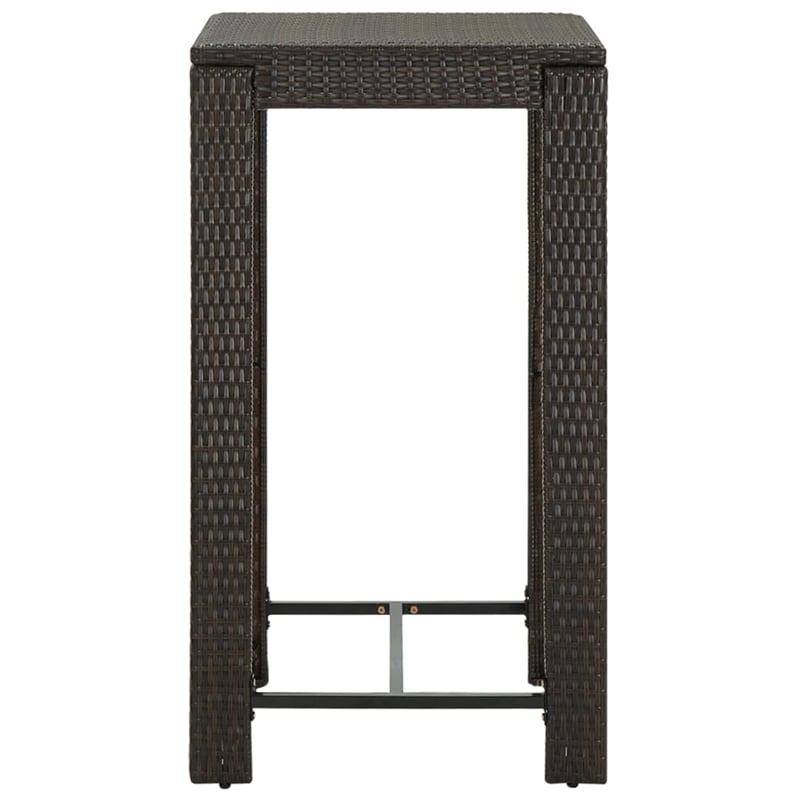 vidaXL PE Rattan Counter Height Bar Table in Brown