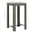 vidaXL PE Rattan Counter Height Bar Table in Gray