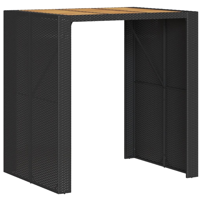 vidaXL Poly Rattan Large Garden Bar Table in Black