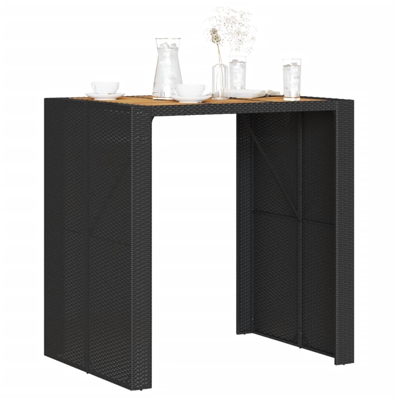 vidaXL Poly Rattan Large Garden Bar Table in Black