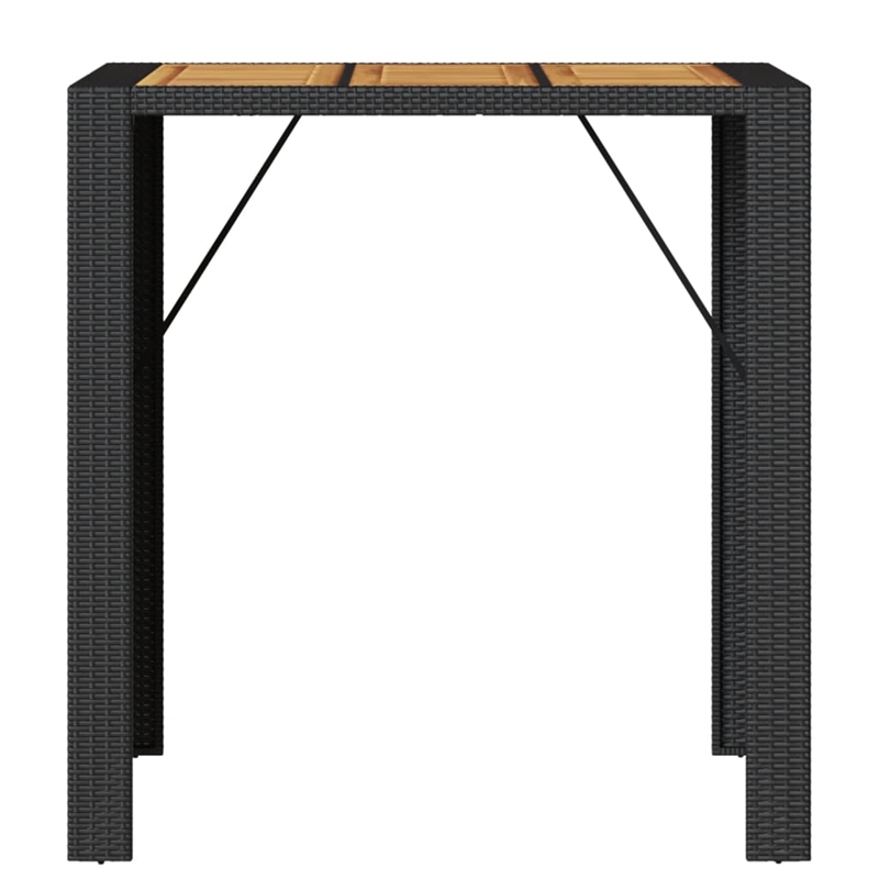 vidaXL Poly Rattan Large Garden Bar Table in Black