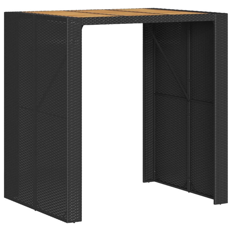 vidaXL Poly Rattan Large Garden Bar Table in Black