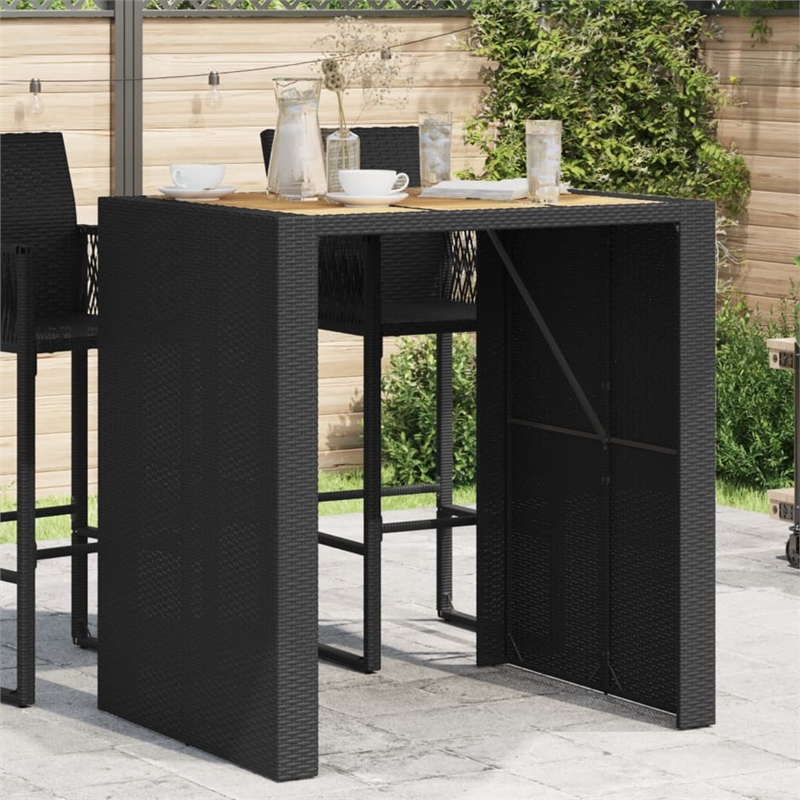 vidaXL Poly Rattan Large Garden Bar Table in Black