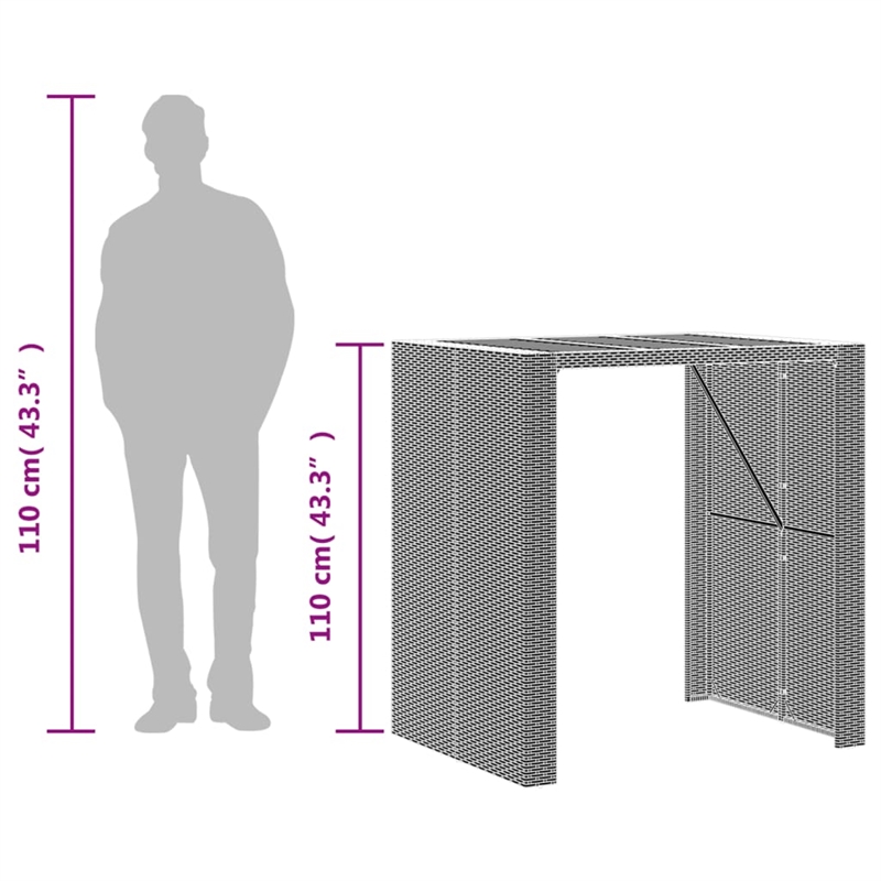 vidaXL Garden Bar Table in Gray