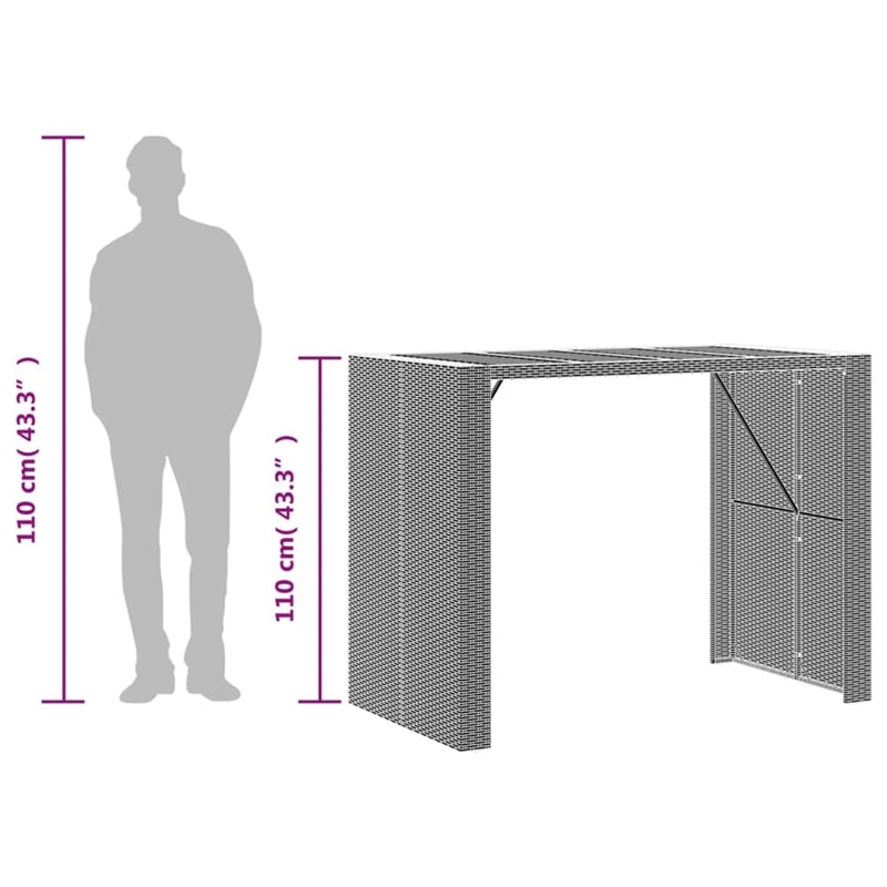 vidaXL Garden Bar Table in Black