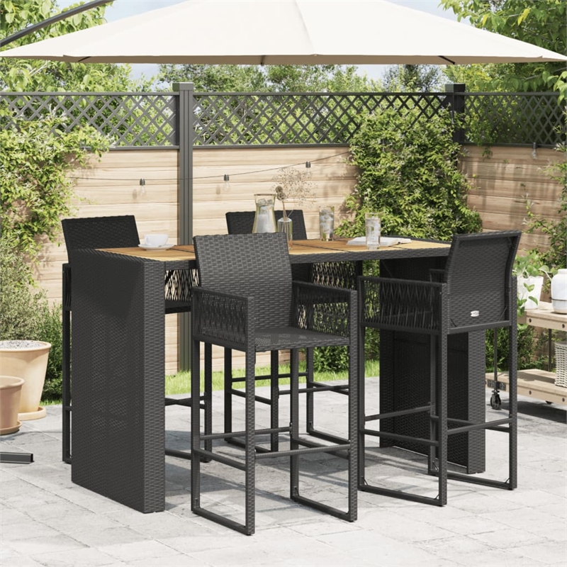 vidaXL Garden Bar Table in Black