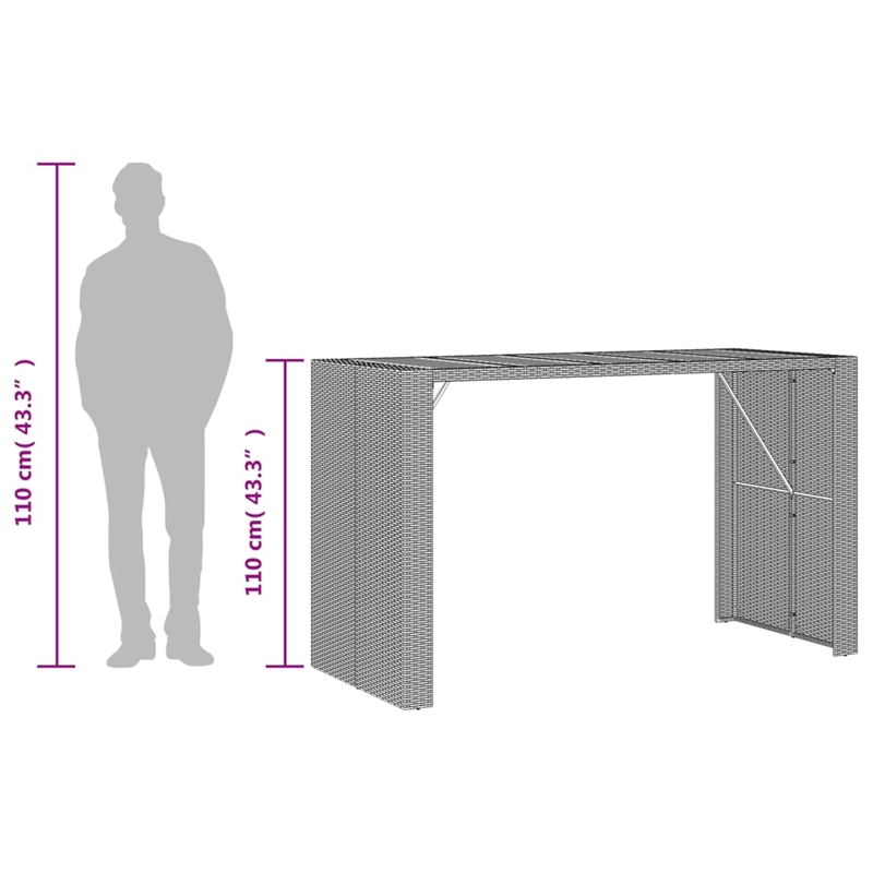 vidaXL Garden Bar Table in Black