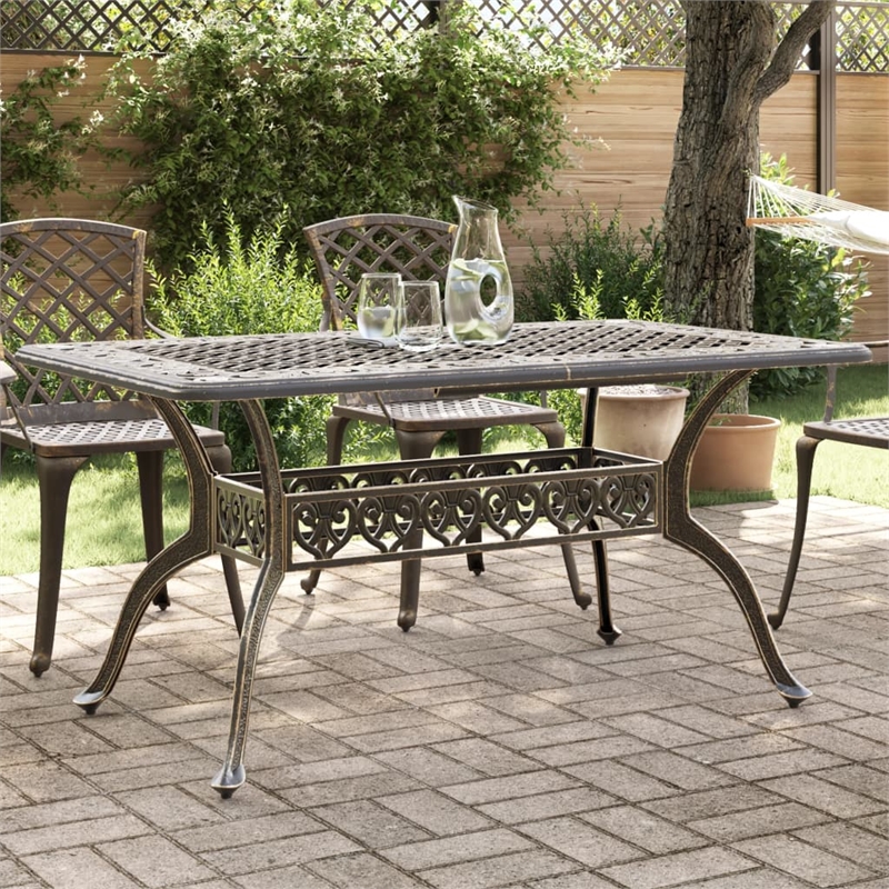 vidaXL Cast Aluminum Large Garden Dining Table in Bronze