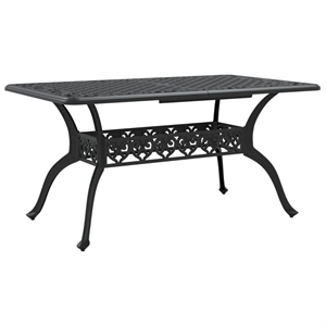 vidaXL Cast Aluminum Large Garden Dining Table in Black
