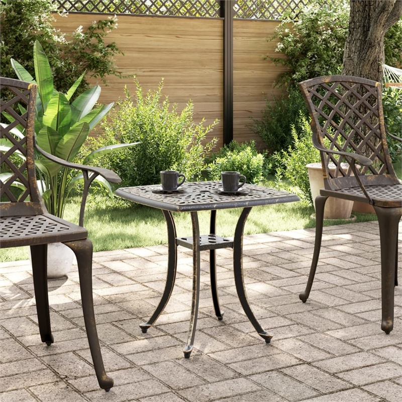 vidaXL Cast Aluminum Garden Table in Bronze