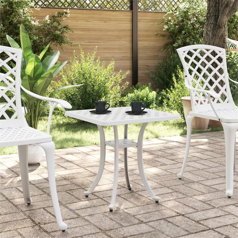 vidaXL Cast Aluminum Garden Dining Table in White