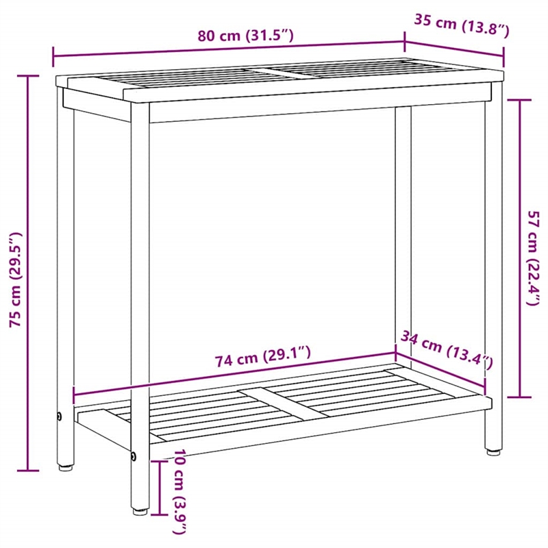 vidaXL Outdoor Table in Natural/Brown/Black