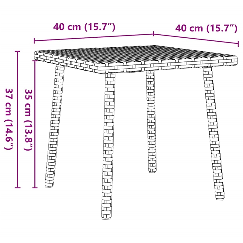 vidaXL PE Rattan Garden Coffee Table in Gray