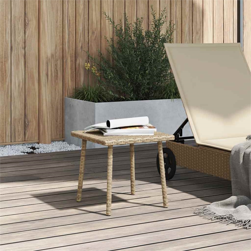 vidaXL Poly Rattan Garden Coffee Table in Beige
