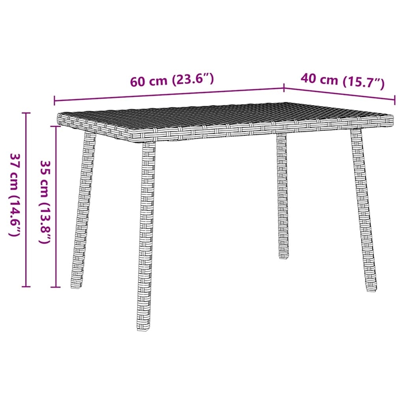 vidaXL PE Rattan Small Garden Coffee Table in Light Gray