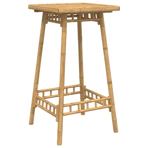vidaXL Square Outdoor Bar Table in Bamboo with Tall Footrest in Brown