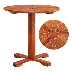 vidaXL Solid Acacia Wood Pedestal Table in Brown