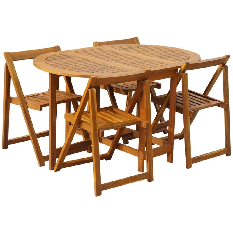 vidaXL Acacia Wood with Oil Finish Outdoor Dining Set in Natural/Brown