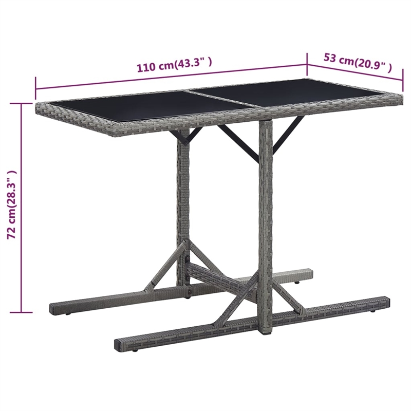 vidaXL Poly Rattan Outdoor Table in Anthracite/Gray