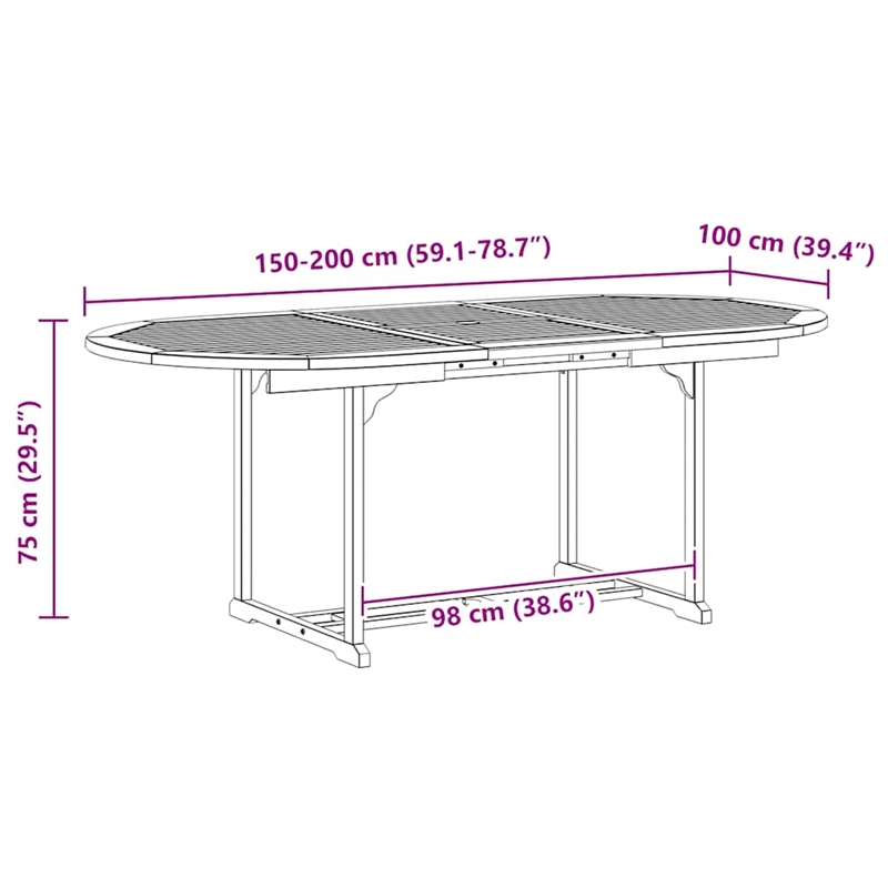 vidaXL Solid Acacia Wood Dining Table in Gray