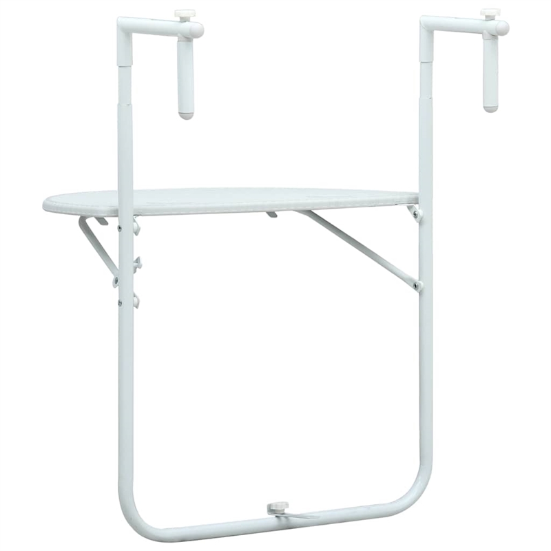 vidaXL Plastic Small Foldable Balcony Table in White