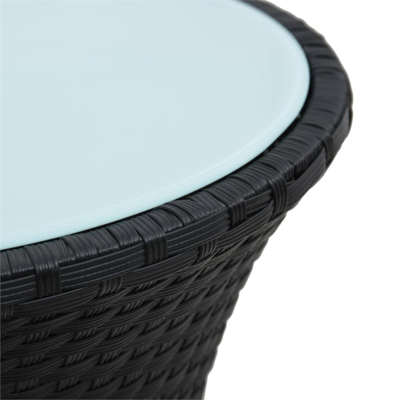 vidaXL Poly Rattan Garden Side Table in Black